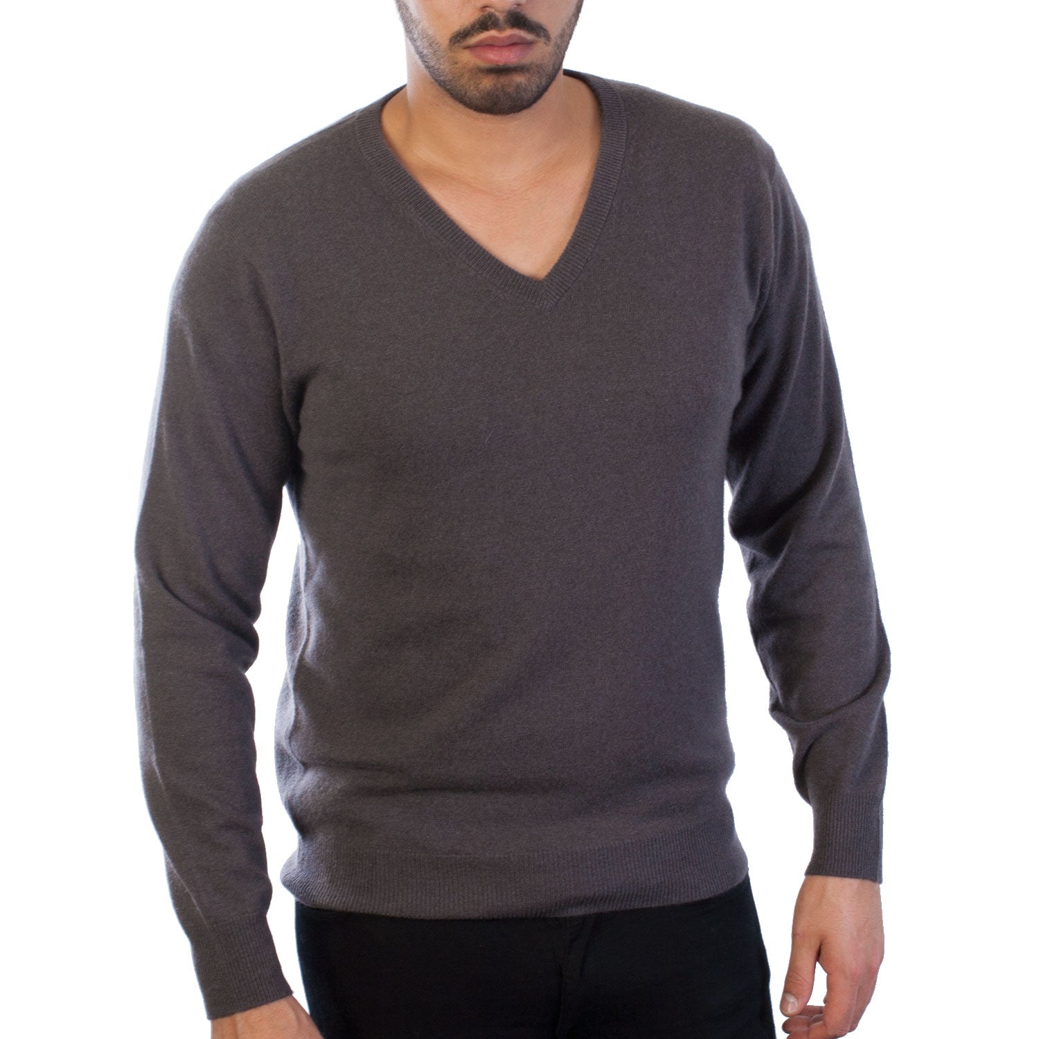 Men's Dunedin Cashmere 100 Cashmere V GUNPOWDER Dunedin Cashmere