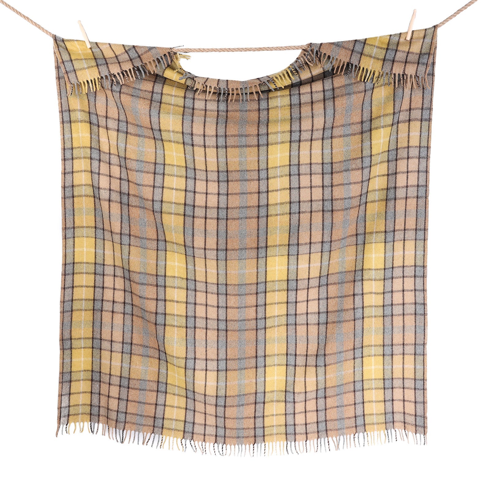 Recycled Wool Tartan Blanket Throw Buchanan Natural Dunedin Cashmere