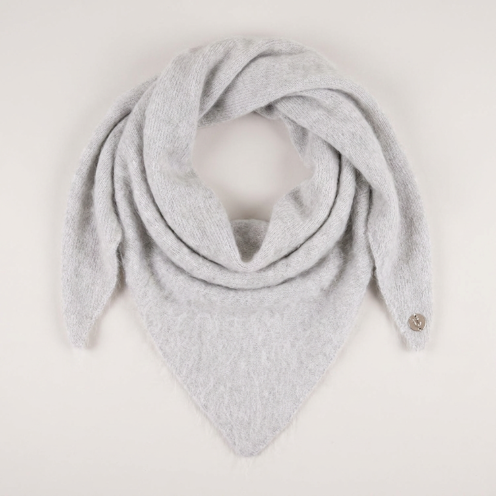 Pure Brushed Luxury Cashmere Triangle Head Scarf - RAIN