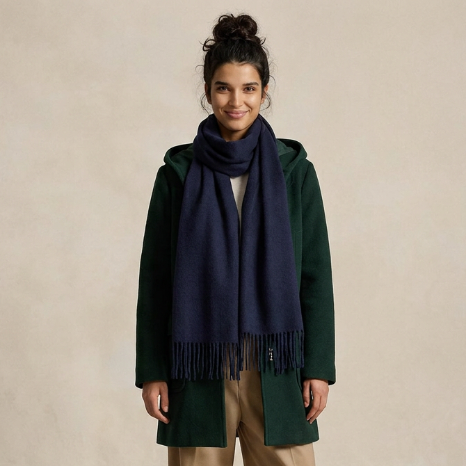 Tartan Weaving Mill 100% Pure Cashmere Scarf – Made in Scotland - NEW NAVY