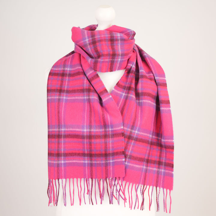 Edinburgh Cashmere Premium Lightweight Scarf - Ultra-Soft Luxury Wrap - STEWART BRIGHT PINK
