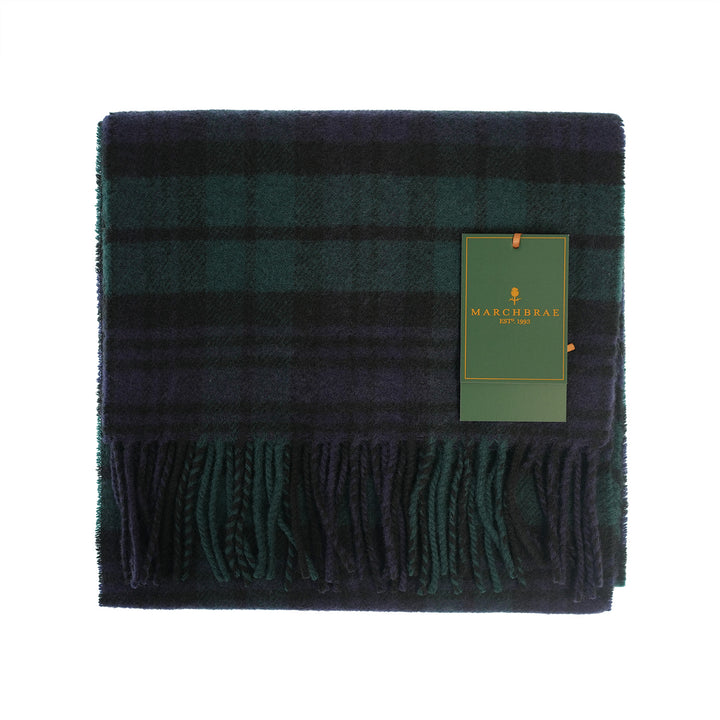 100% Lambswool Scarf – Traditional Tartan &amp; Check Designs - Made in Scotland - Black Watch