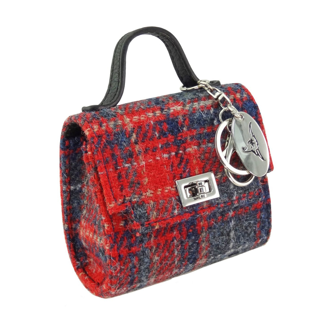 Harris Tweed Nochty Really Wee Bag - Mini Tartan Handbag - Red &amp; Grey Tartan  (COL158)