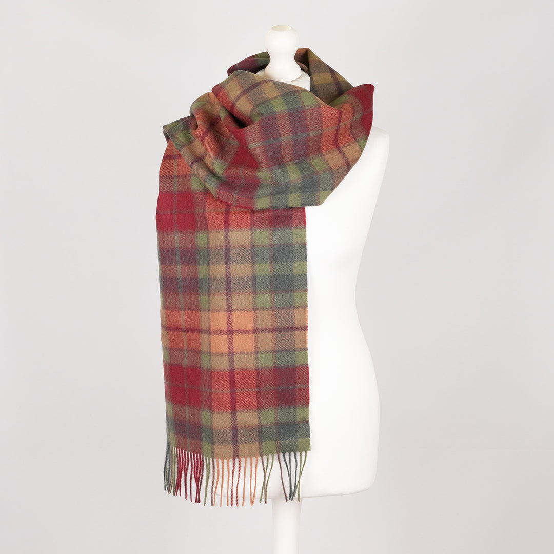 Heritage of Scotland 100% Lambswool Wide Scarf Soft Unisex Winter Wrap - Tartan &amp; Check Designs - Buchanan Autumn