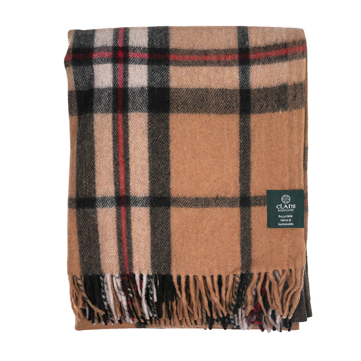 Scottish Tartan Wool-Blend Blanket Throw – Highland Comfort - EXPLODED THOMSON CAMEL