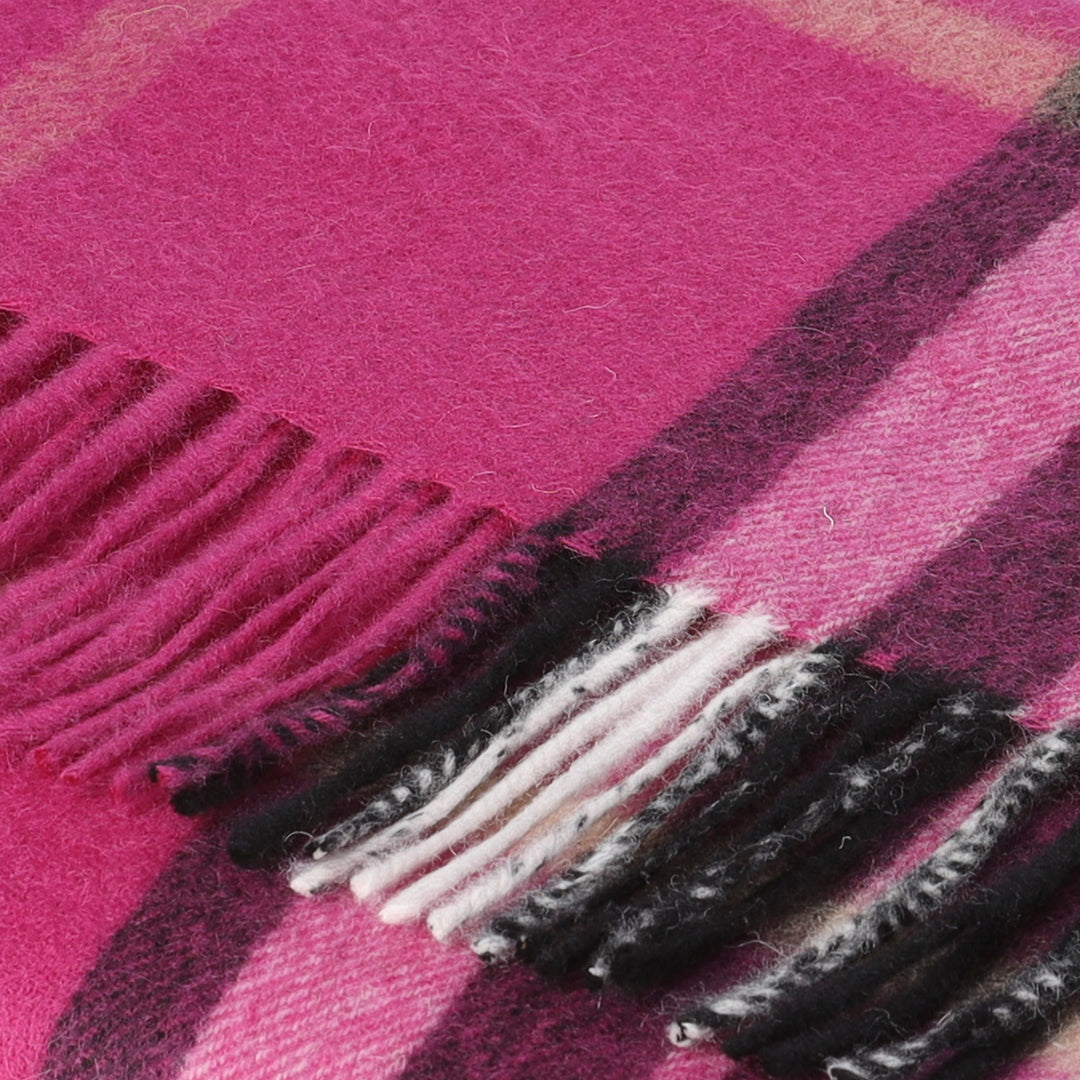 Heritage of Scotland 100% Lambswool Wide Scarf Soft Unisex Winter Wrap - Tartan &amp; Check Designs - ENLARGED OFF CTR SCOTTY THOM RASPBERRY