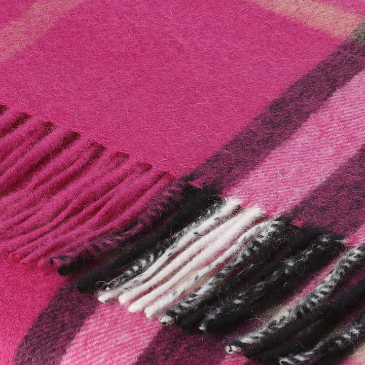 Heritage of Scotland 100% Lambswool Wide Scarf Soft Unisex Winter Wrap - Tartan &amp; Check Designs - ENLARGED OFF CTR SCOTTY THOM RASPBERRY