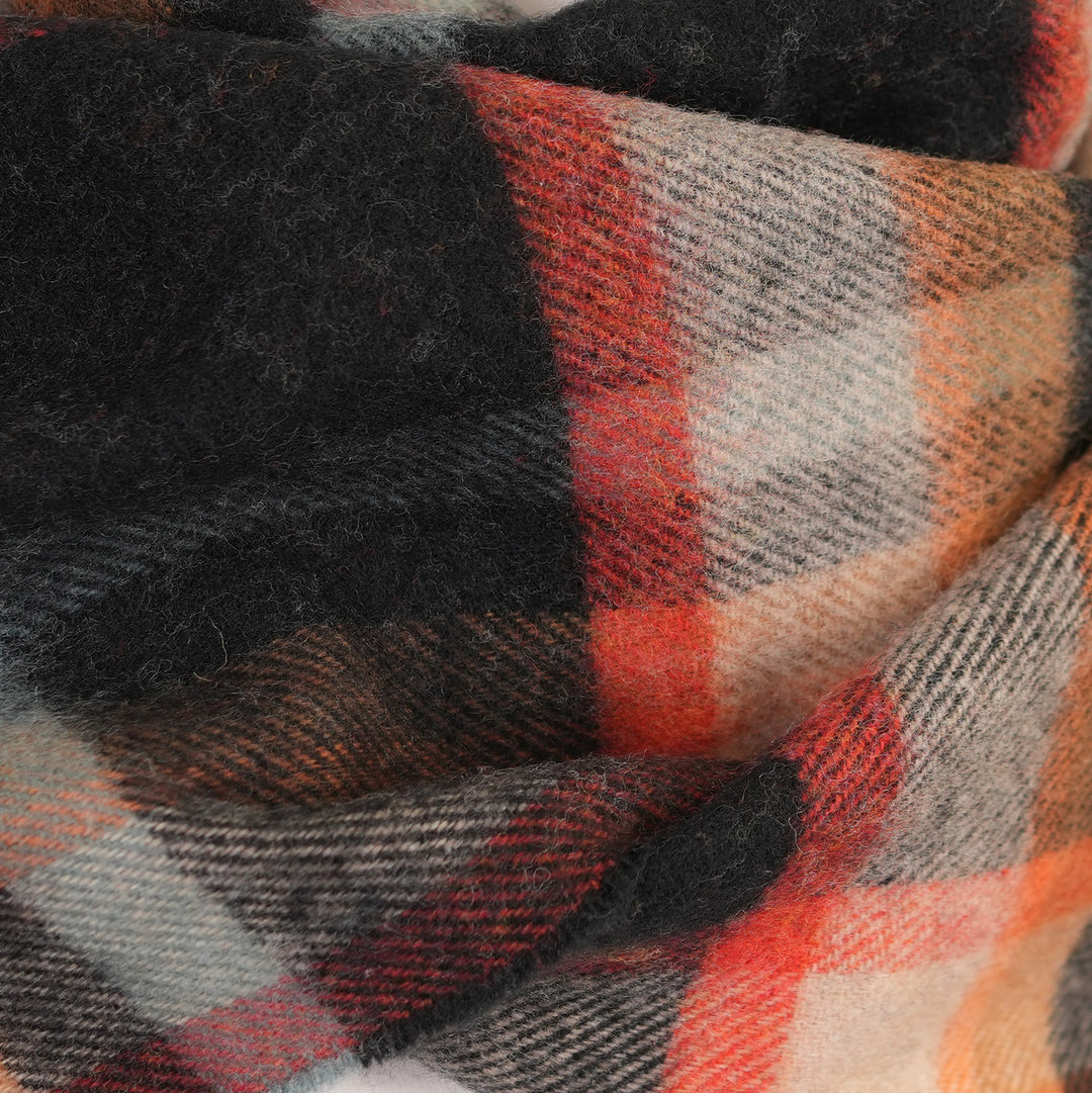100% Lambswool Scarf – Traditional Tartan &amp; Check Designs - Made in Scotland - Abstract Spice