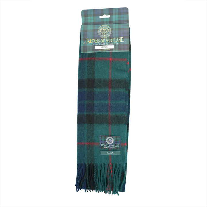 Tartan of Scotland 100% Pure New Wool Clan Scarf - Gunn