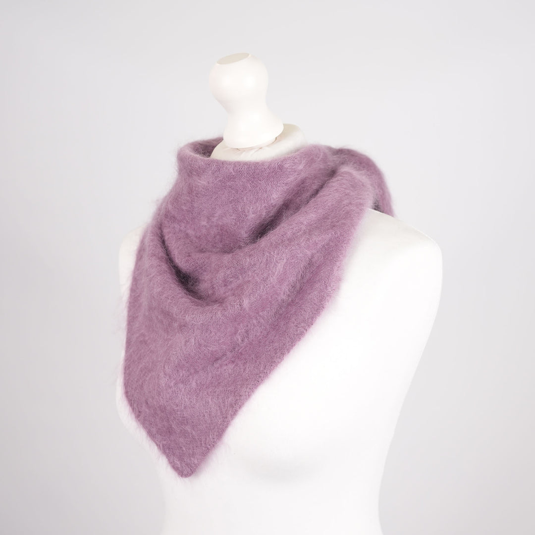 Pure Brushed Luxury Cashmere Triangle Head Scarf - VIOLET