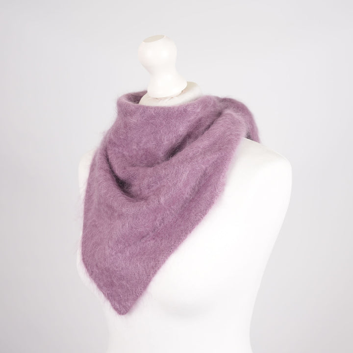 Pure Brushed Luxury Cashmere Triangle Head Scarf - VIOLET