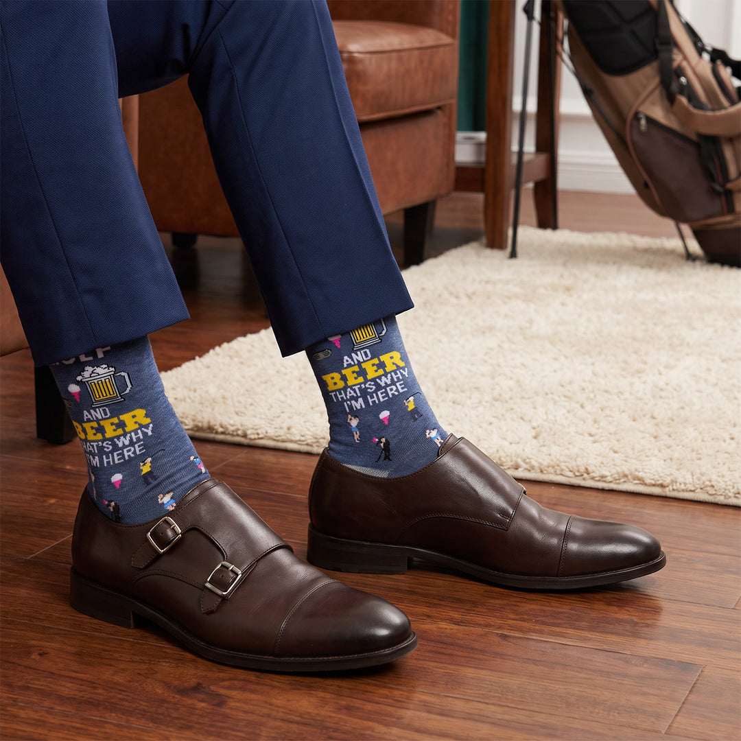Men’s Luxury Bamboo Socks – Soft, Breathable &amp; Stylish Everyday Comfort - GOLF AND BEER DARK DENIM