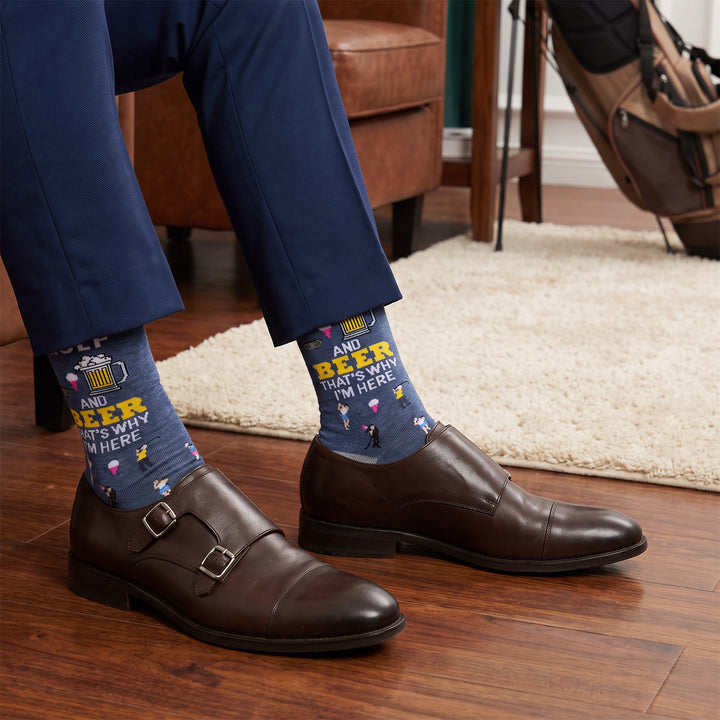Men’s Luxury Bamboo Socks – Soft, Breathable &amp; Stylish Everyday Comfort - GOLF AND BEER DARK DENIM