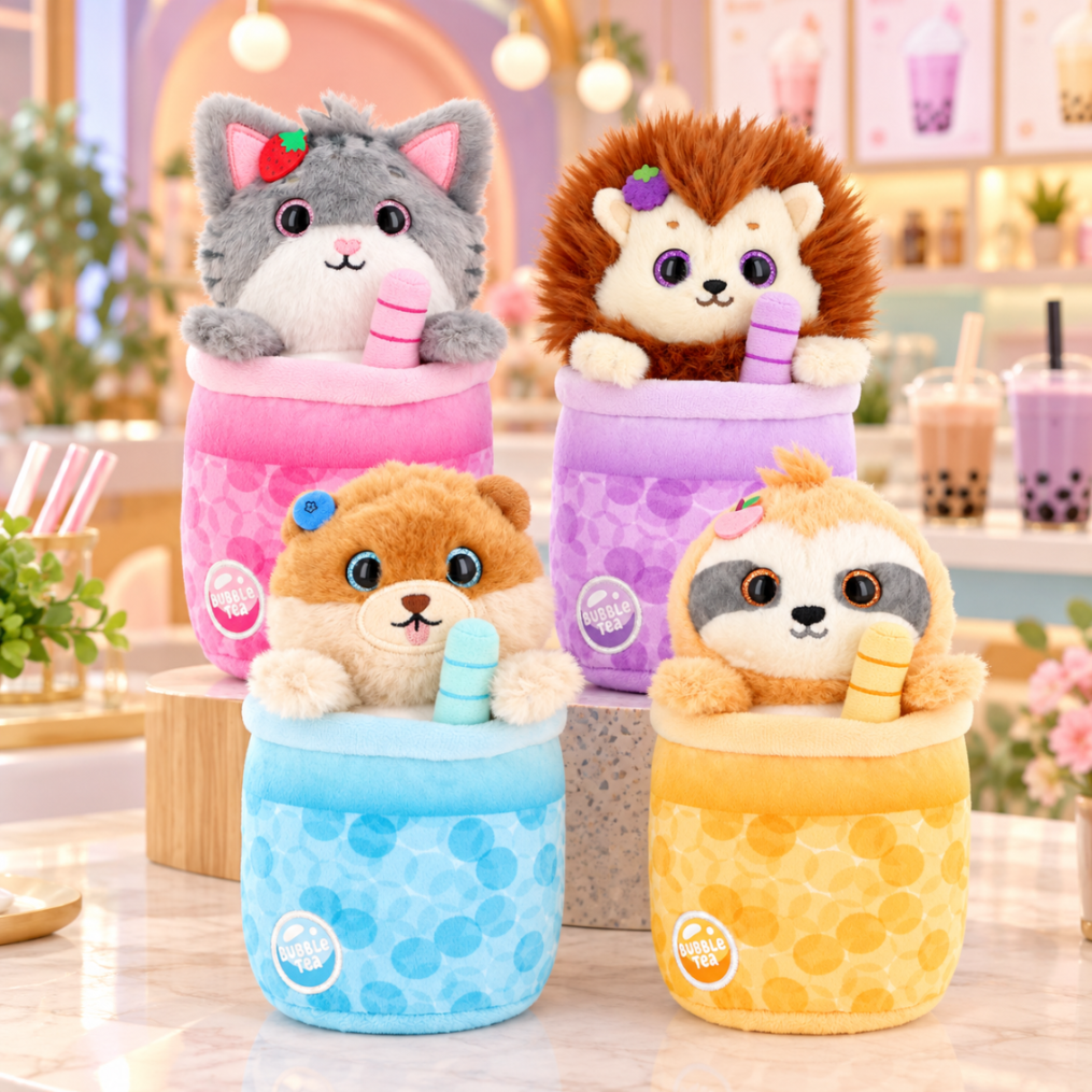 Keel Toys Café Cute Bubble Tea Soft Toys - Hedgehog