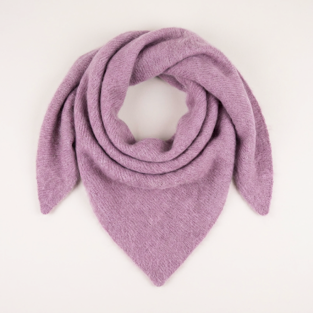 Pure Brushed Luxury Cashmere Triangle Head Scarf - VIOLET