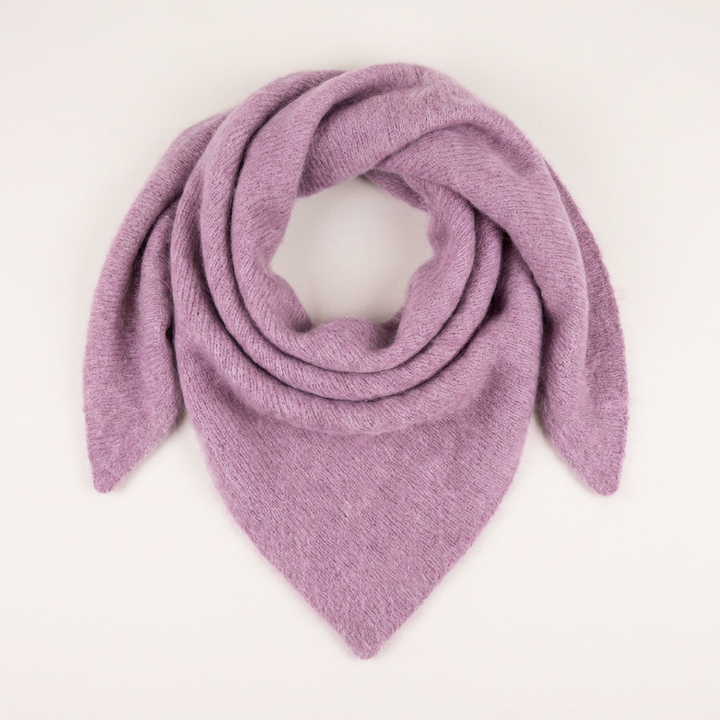 Pure Brushed Luxury Cashmere Triangle Head Scarf - VIOLET