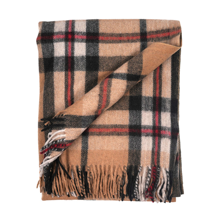 Scottish Tartan Wool-Blend Blanket Throw – Highland Comfort - EXPLODED THOMSON CAMEL