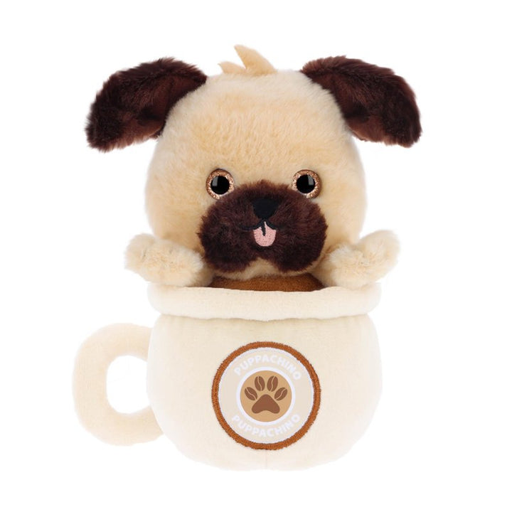 Keel Toys Café Cute Puppachino Soft Toys – Puppy Plush - Pug Cream