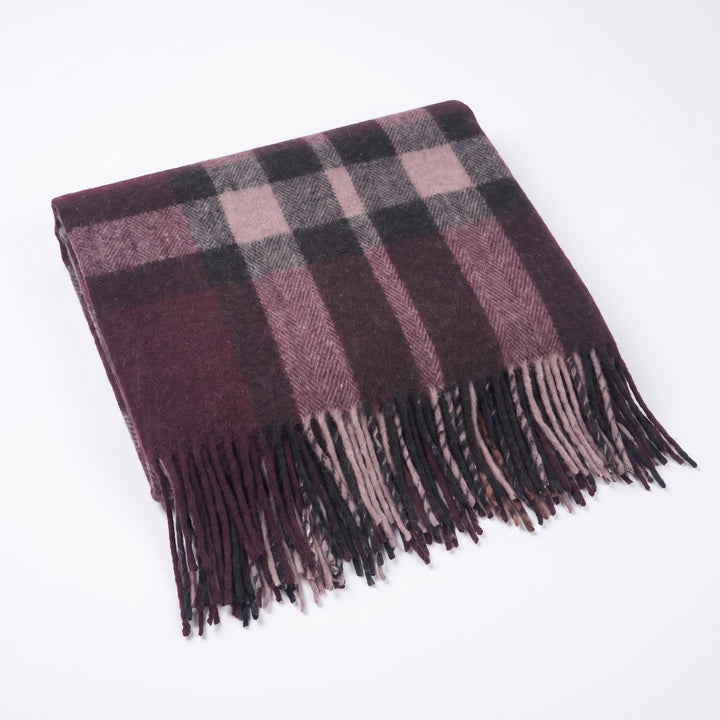 Scottish Tartan Wool-Blend Blanket Throw – Highland Comfort - EXPLODED SCOTTY THOMSON BORDEAUX