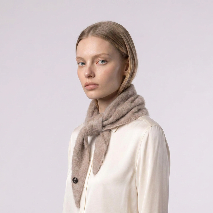 Pure Brushed Luxury Cashmere Triangle Head Scarf - WHEAT