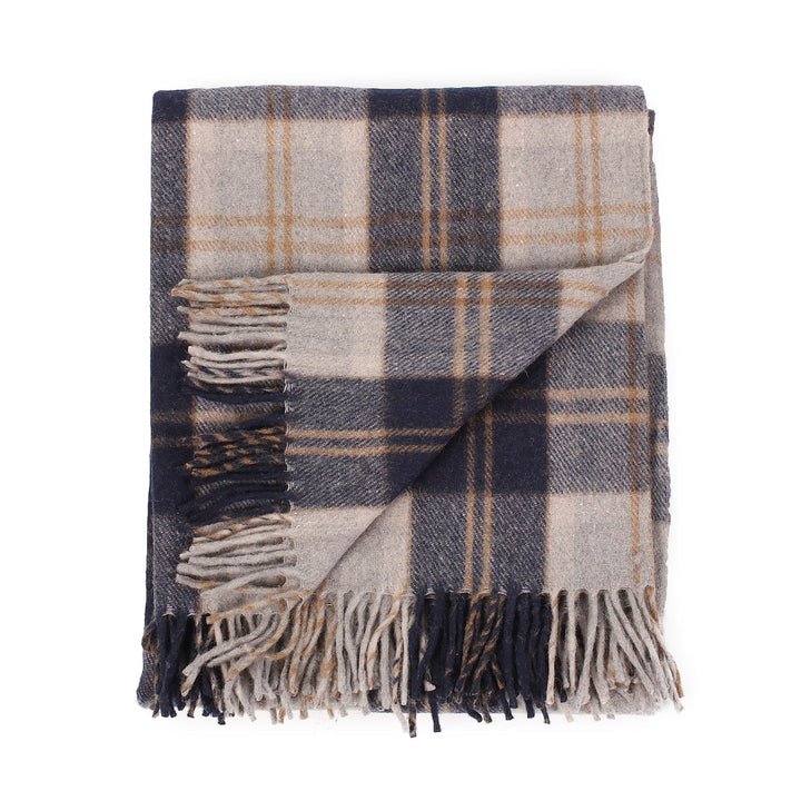 Highland Wool Blend Tartan Blanket Throw – Extra Warm Scottish Wool Blend – BANNOCKBANE SILVER