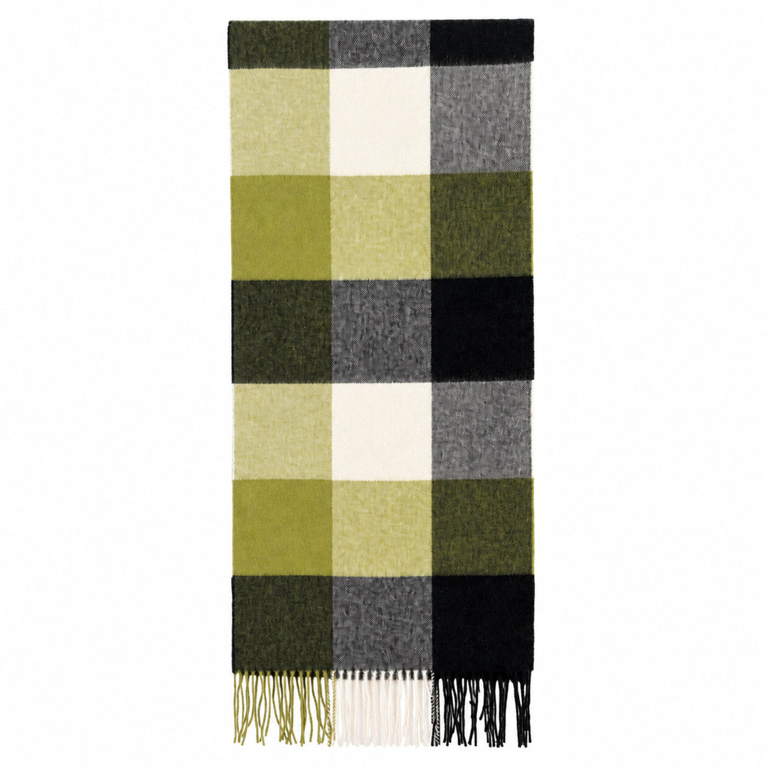 Heritage of Scotland 100% Lambswool Wide Scarf Soft Unisex Winter Wrap - Tartan &amp; Check Designs - 3 SQUARE GREEN