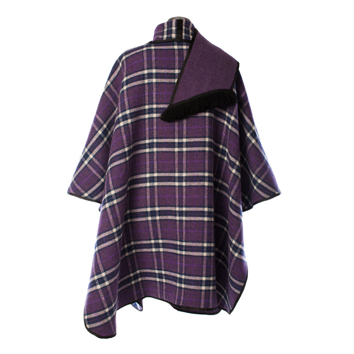 Heritage of Scotland Ladies Warm Reversible Wool Blend Cape - PURPLE