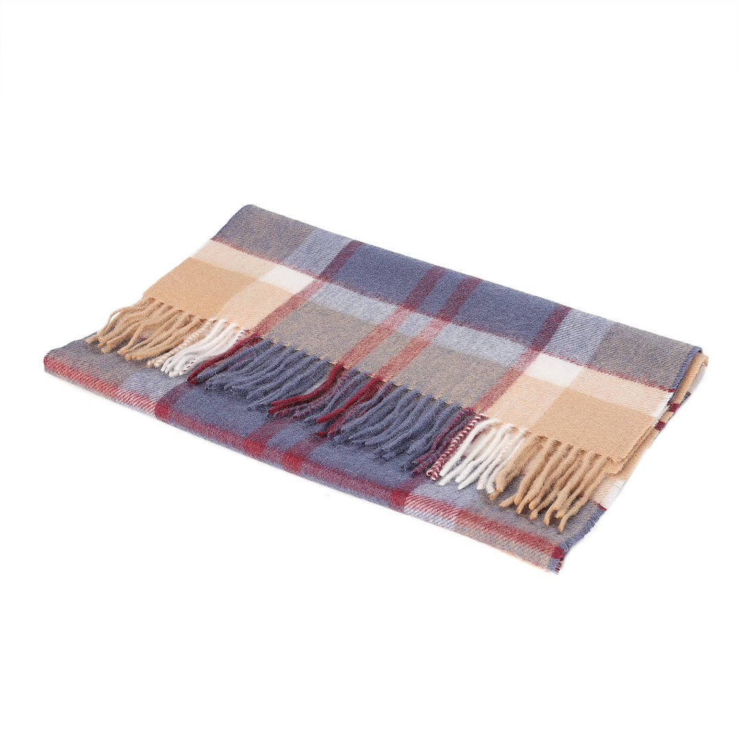 Heritage of Scotland 100% Lambswool Wide Scarf Soft Unisex Winter Wrap - Tartan &amp; Check Designs - BANNOCKBANE NAVY