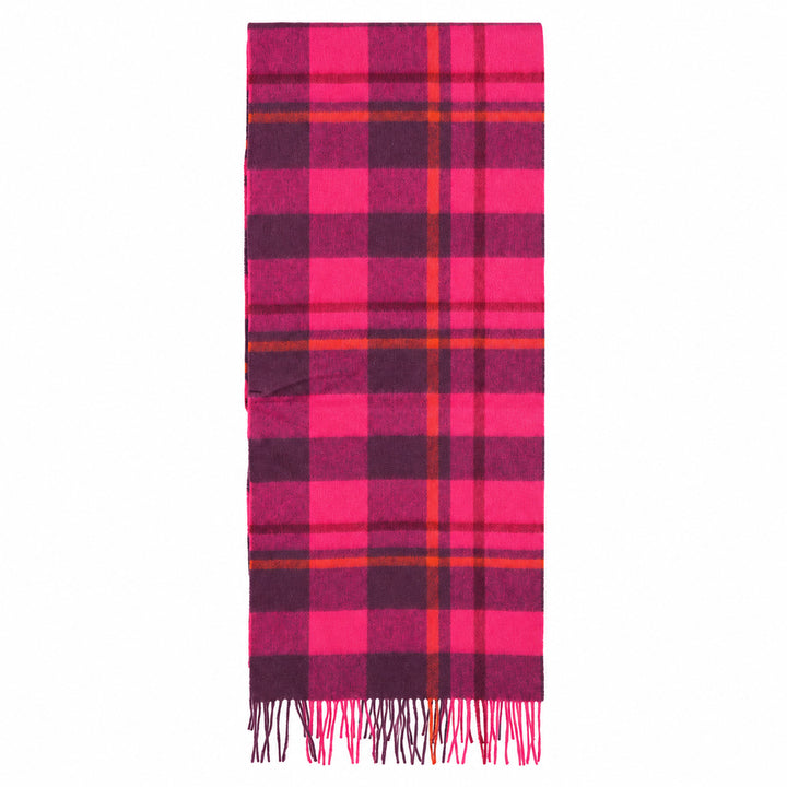 Heritage of Scotland 100% Lambswool Wide Scarf Soft Unisex Winter Wrap - Tartan &amp; Check Designs - Medieval Check - Cyclamen Pink and Eminence