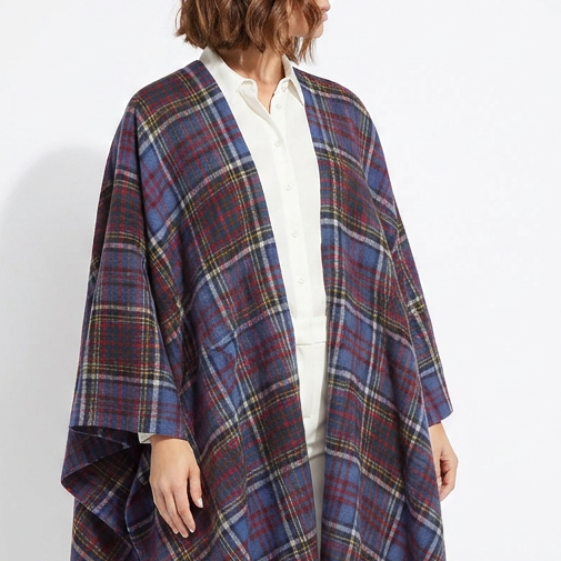 Edinburgh Lambswool Long Tartan Cape – Premium Plaid Wrap - Anderson