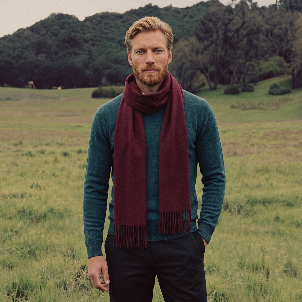 Edinburgh 100% Lambswool Scarf – Premium Soft Wool Wrap - Plain Maroon