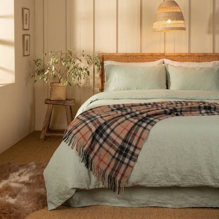 Highland Wool Blend Tartan Blanket Throw – Extra Warm Scottish Wool Blend – THOMSON CAMEL
