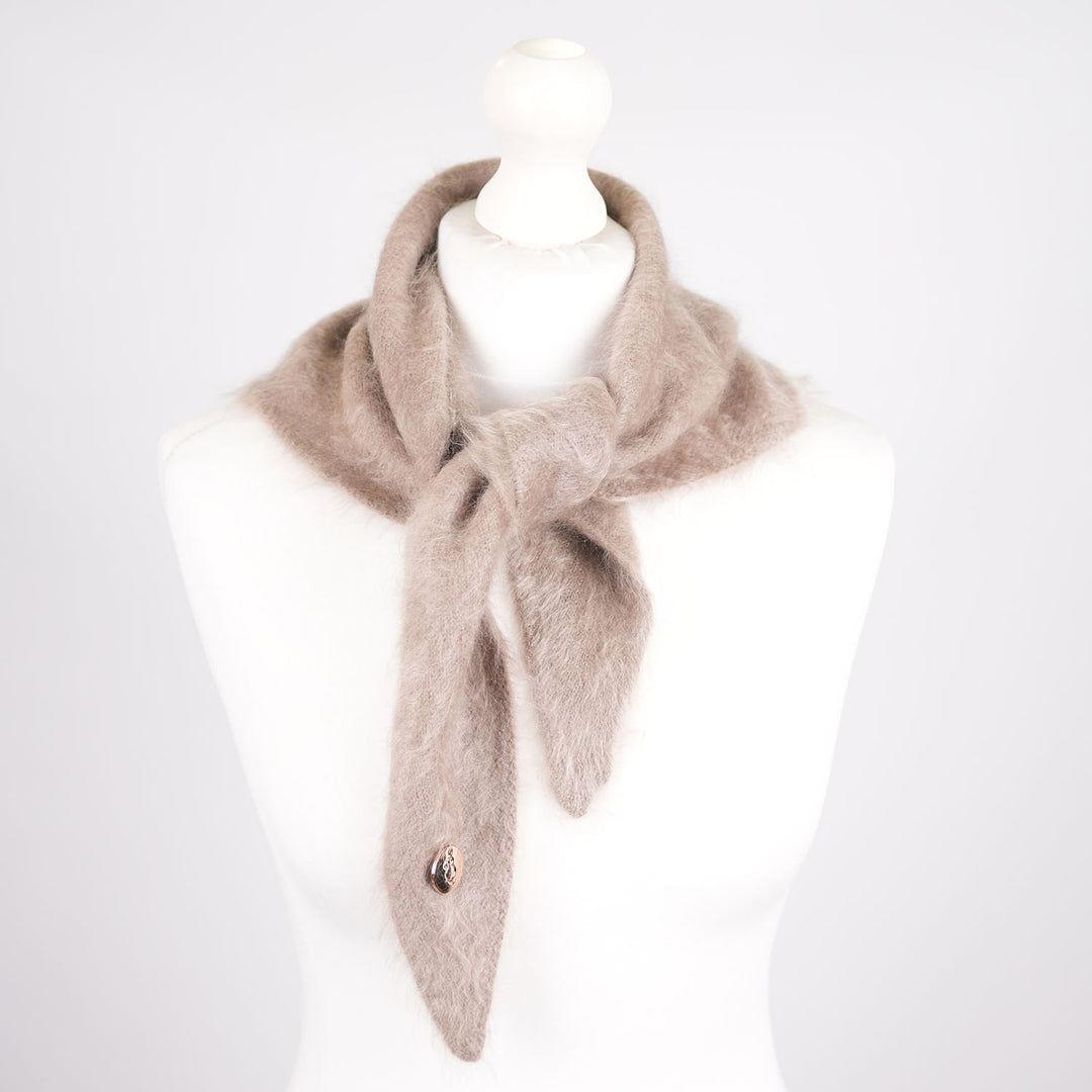 Pure Brushed Luxury Cashmere Triangle Head Scarf - WHEAT