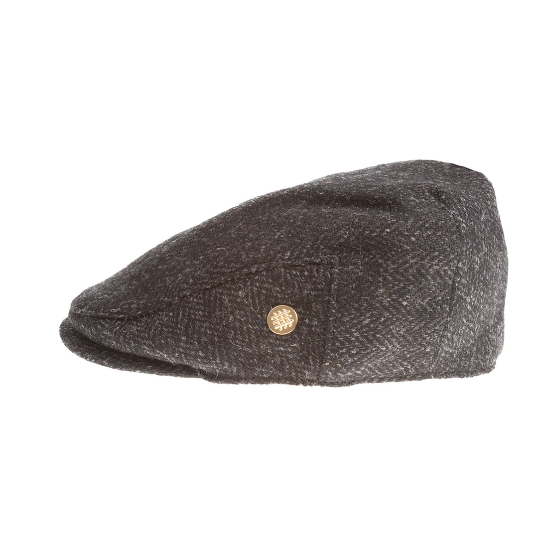 Heddle &amp; Reed Harris Tweed® Flat Cap - Black Herringbone