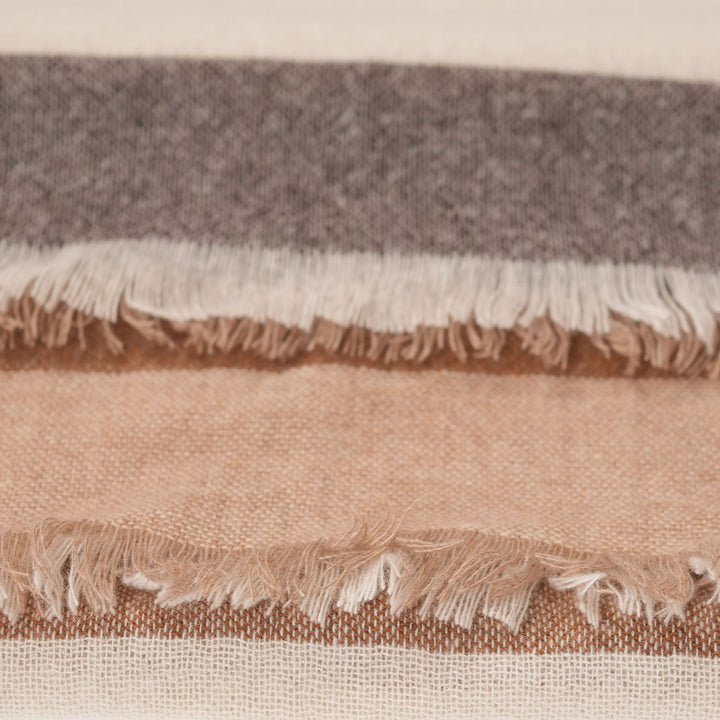 Earthy Block 100% Cashmere Square Scarf - NATURAL