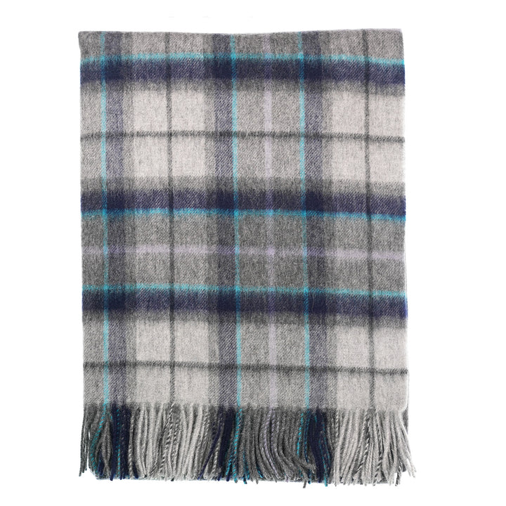Edinburgh Long Lambswool Tartan Cape – Premium Plaid Wrap - Tweed Tartan Dover - Grey Check