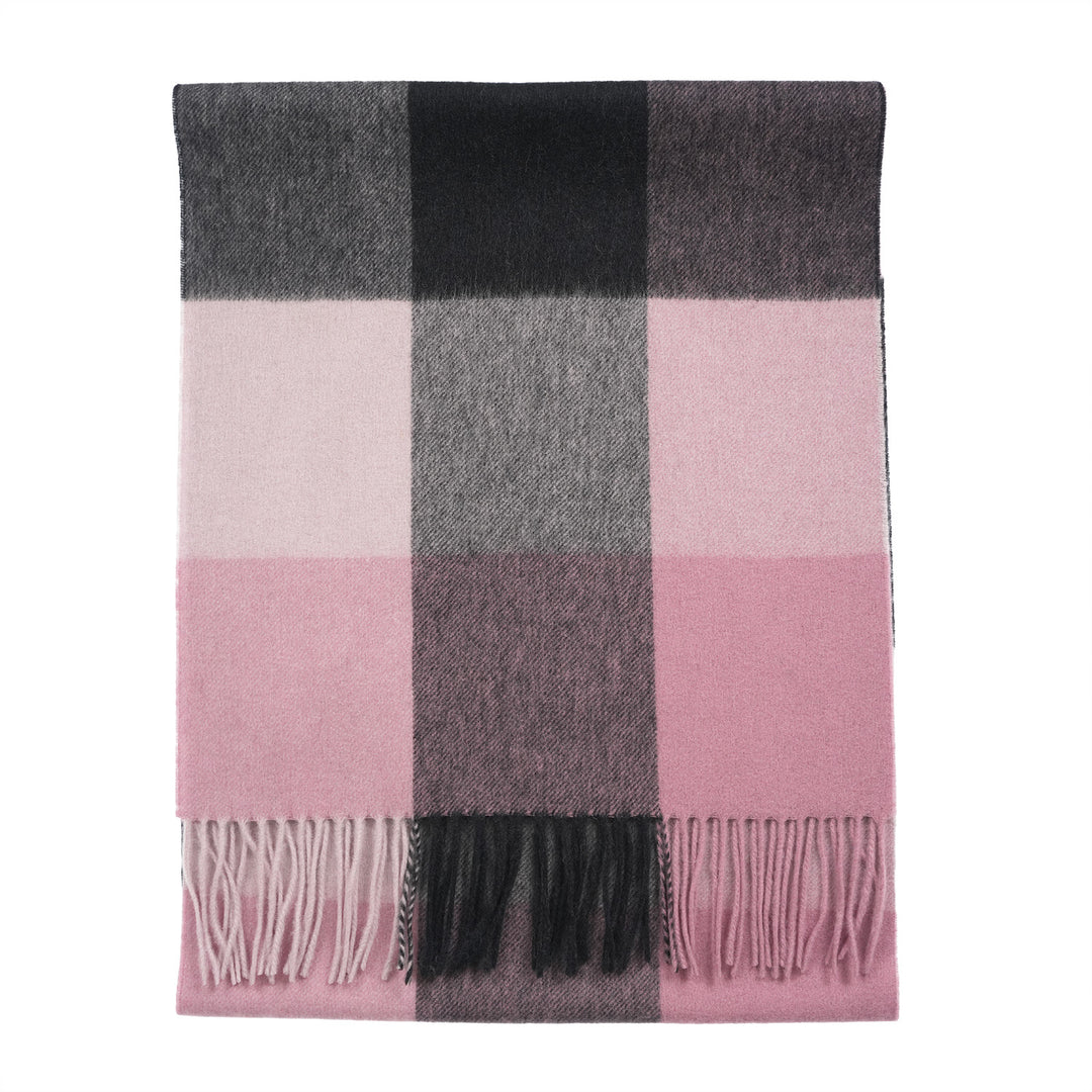 Heritage of Scotland 100% Lambswool Wide Scarf Soft Unisex Winter Wrap - Tartan &amp; Check Designs - 3 SQUARE PINK