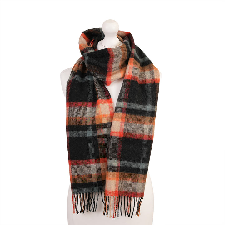 100% Lambswool Scarf – Traditional Tartan &amp; Check Designs - Made in Scotland - Abstract Spice