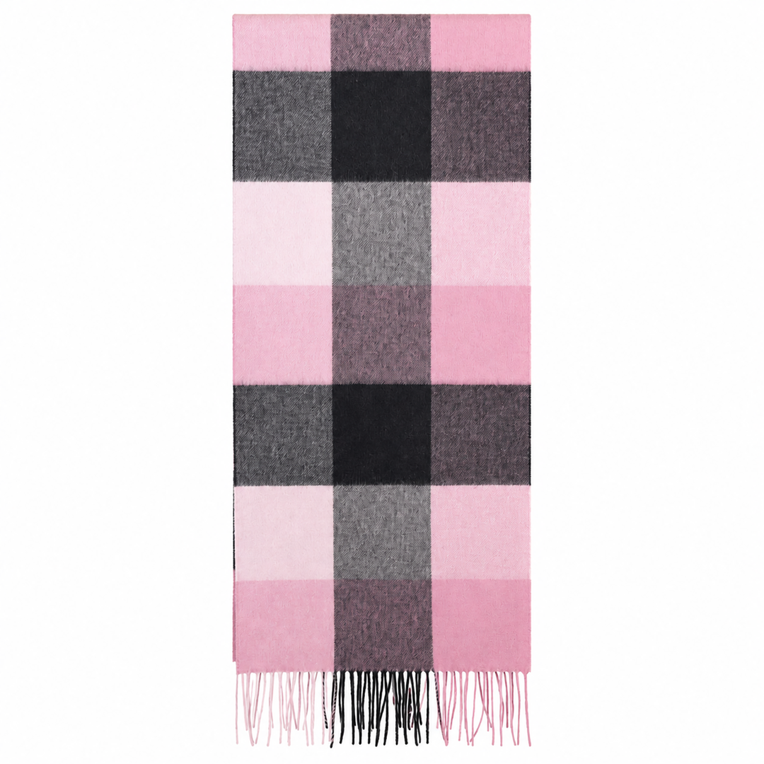 Heritage of Scotland 100% Lambswool Wide Scarf Soft Unisex Winter Wrap - Tartan &amp; Check Designs - 3 SQUARE PINK