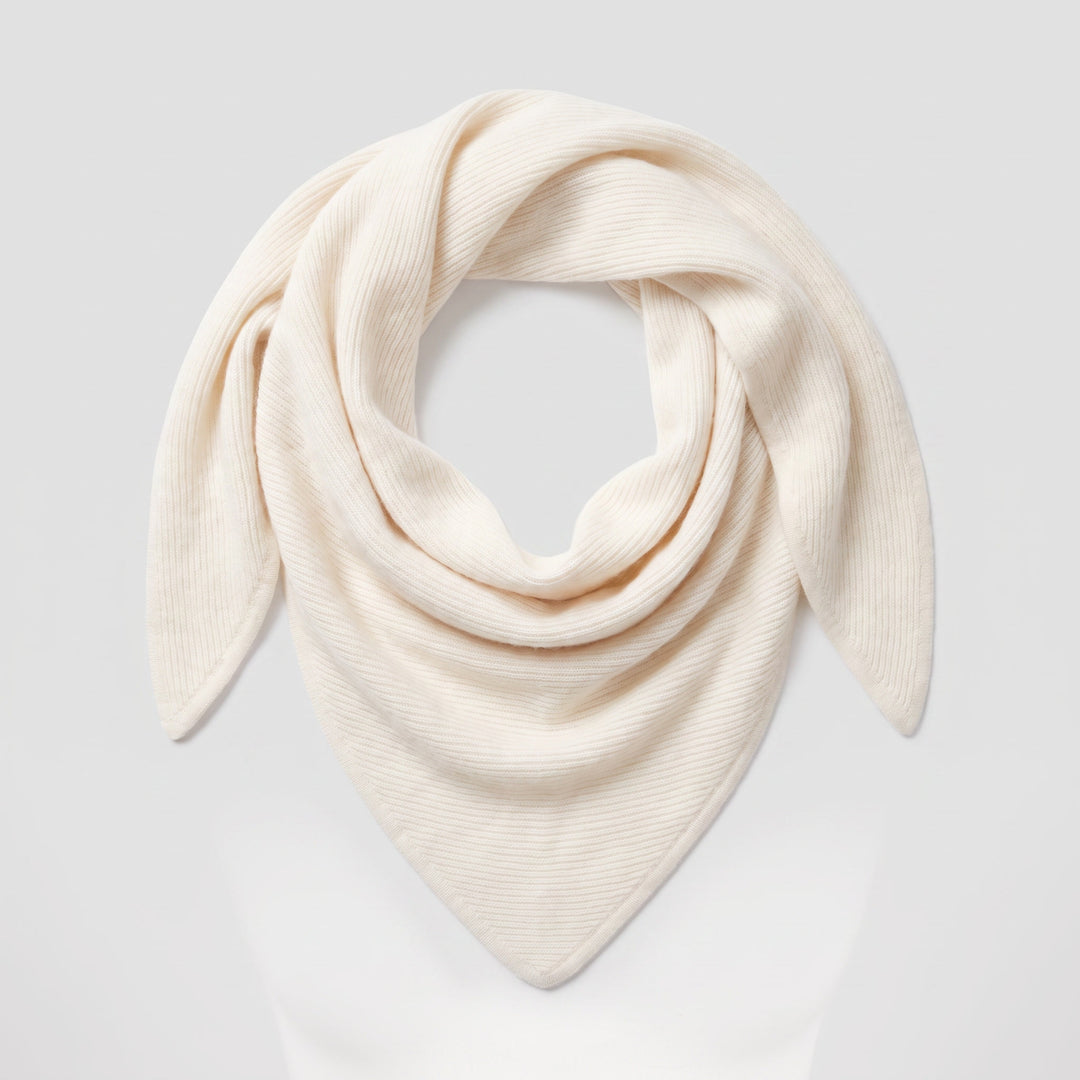Women’s Luxury Ribbed Cashmere Triangle Scarf - WHITE