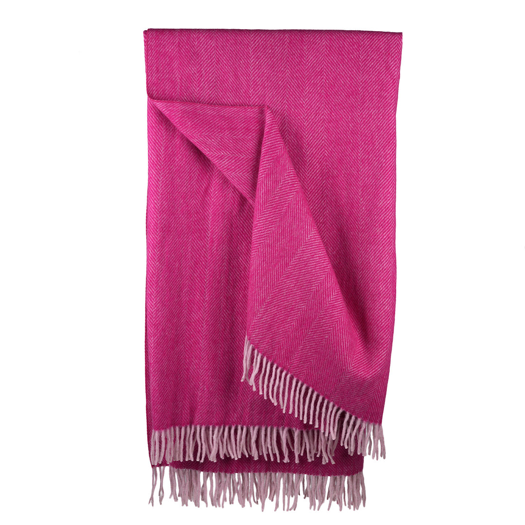 Highland Wool Blend Herringbone Throw Blanket - Extra Warm, Pink