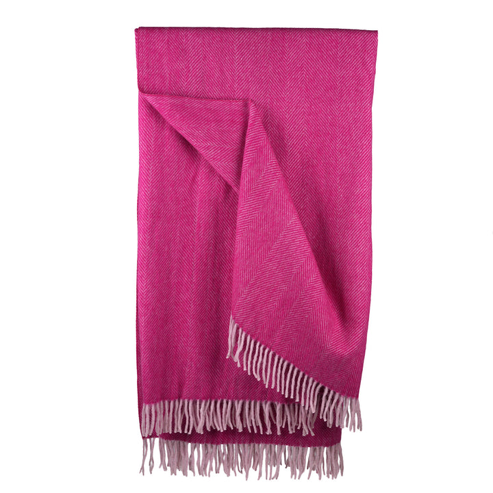 Highland Wool Blend Herringbone Throw Blanket - Extra Warm, Pink