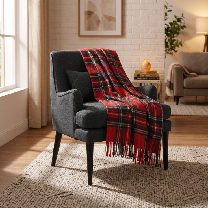 100% Pure Lambswool Blanket Throw – Luxury Soft Warm Wool Blanket - Home Décor - STEWART ROYAL