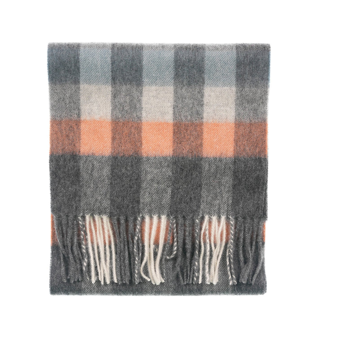Edinburgh 100% Lambswool Scarf – Premium Soft Wool Wrap - GIANT CHEQUER TEL/GREY (24679)