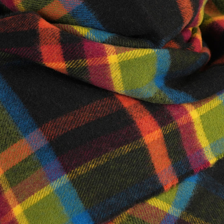 100% Lambswool Scarf – Traditional Tartan &amp; Check Designs - Made in Scotland - Abstract Bright