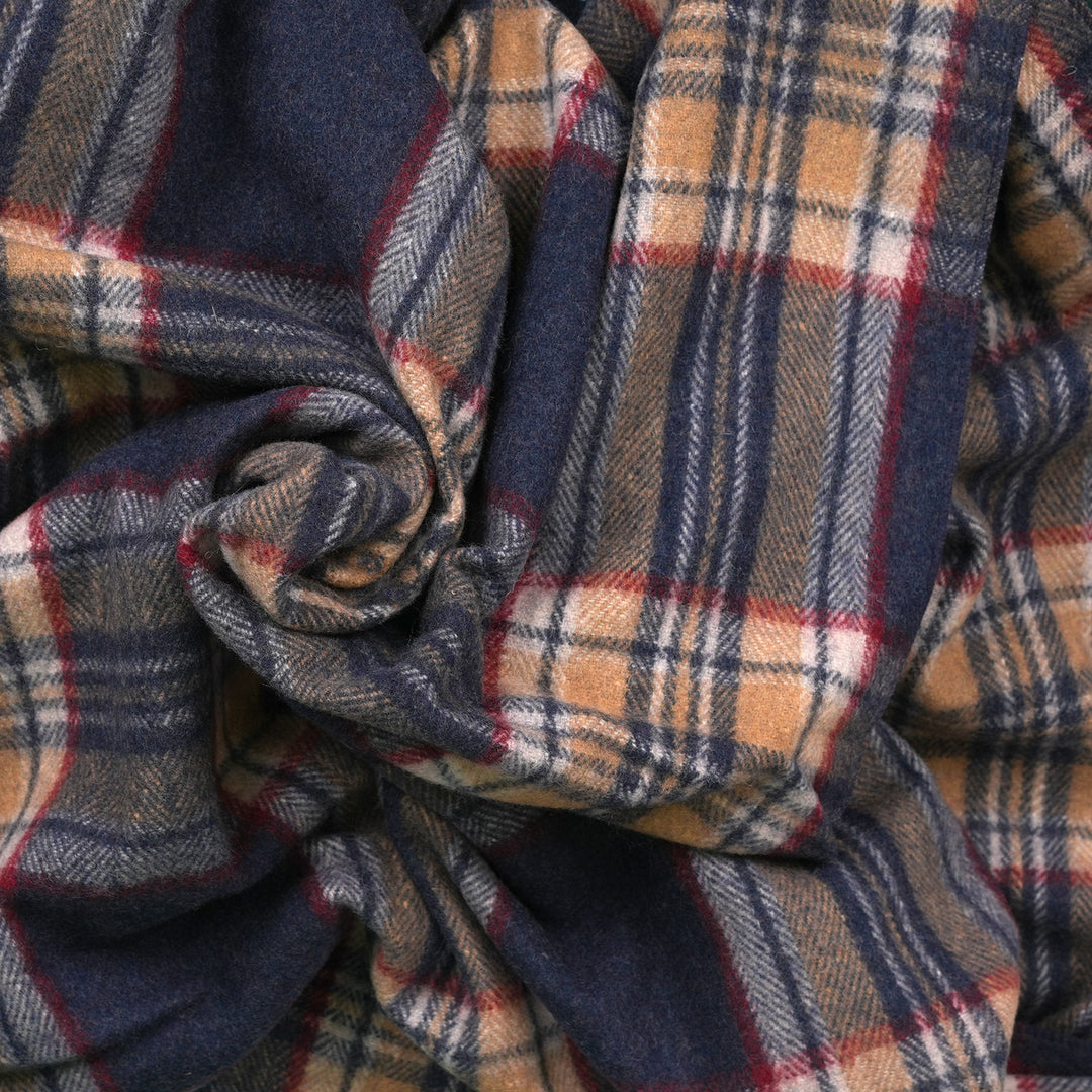 Scottish Tartan Wool-Blend Blanket Throw – Highland Comfort - STEWART NAVY