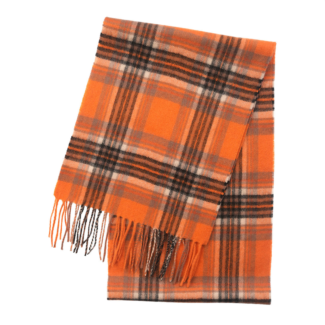Edinburgh Cashmere Premium Lightweight Scarf - Ultra-Soft Luxury Wrap - STEWART BRIGHT ORANGE