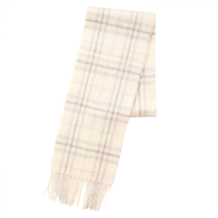 Kids 100% Lambswool Tartan Mini Scarf – Soft Children’s Wool Scarf - Thomson Pale Cream