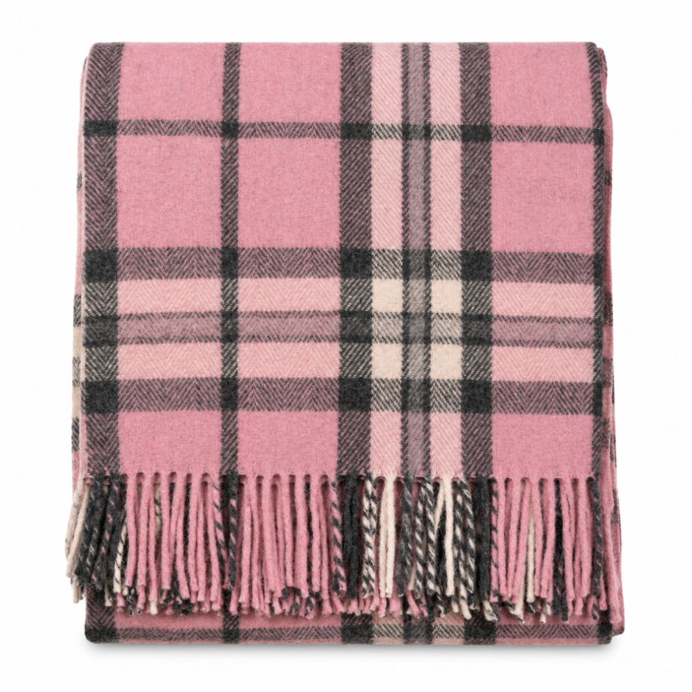 Scottish Tartan Wool-Blend Blanket Throw – Highland Comfort - THOMSON PINK