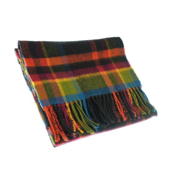 100% Lambswool Scarf – Traditional Tartan &amp; Check Designs - Made in Scotland - Abstract Bright